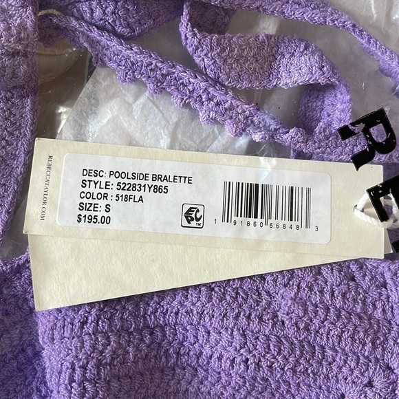 NEW Rebecca Taylor Purple Poolside Crocheted Bralette US S - Picture 4 of 4